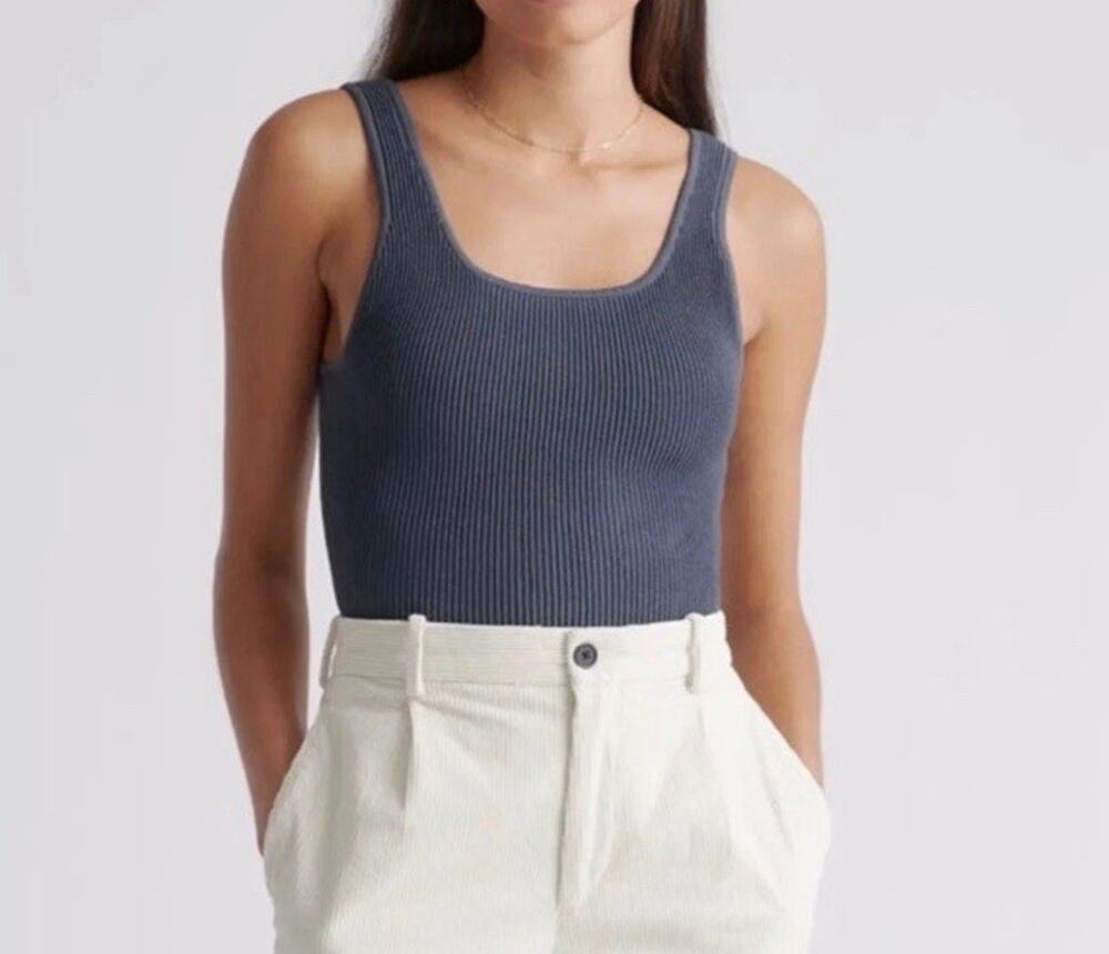 Quince Ribbed Cropped Neck Tank Top